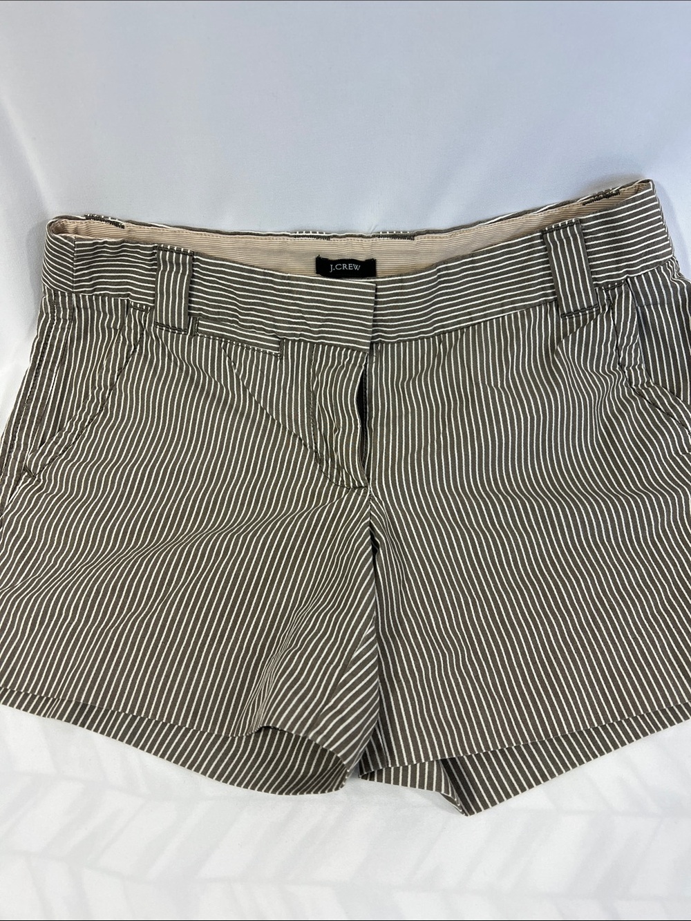 J. Crew Women's Tan & White Striped Cotton Shorts